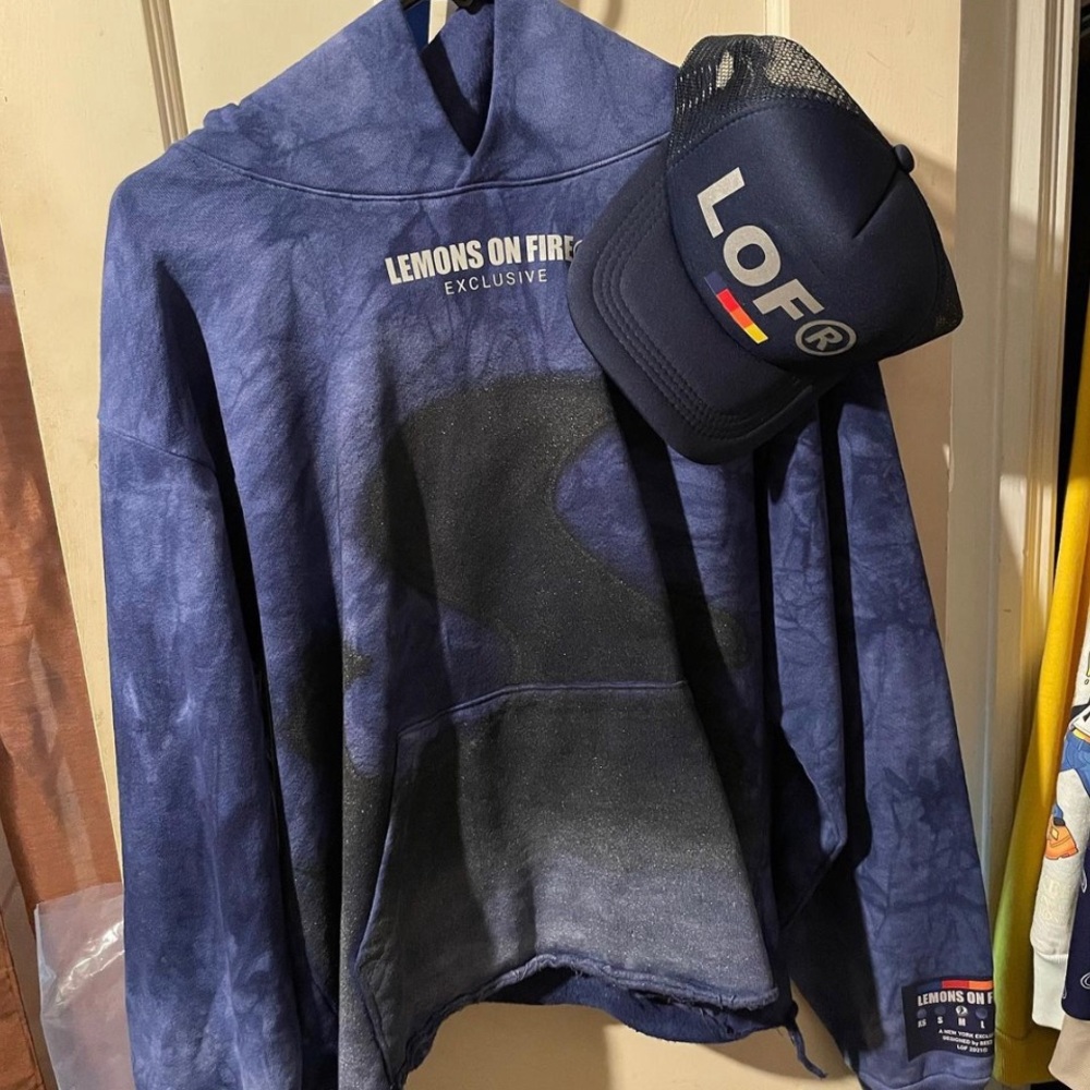 Lemons On Fire Navy Blue Hoodie